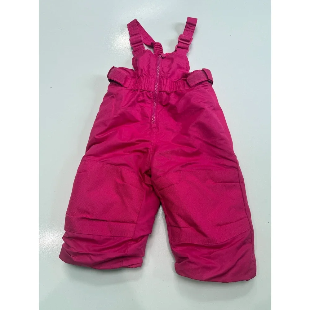 Cat & Jack Pink Insulated Snow Bibs Toddler Girls Size 12M Winter Overalls